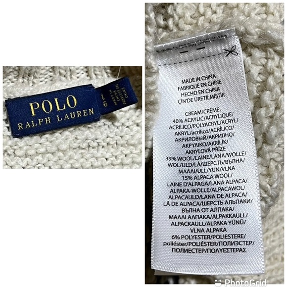 Polo Ralph Lauren Sweater Fair Isle Nordic Wool Alpaca Blend Ivory Black Mock - Picture 7 of 14